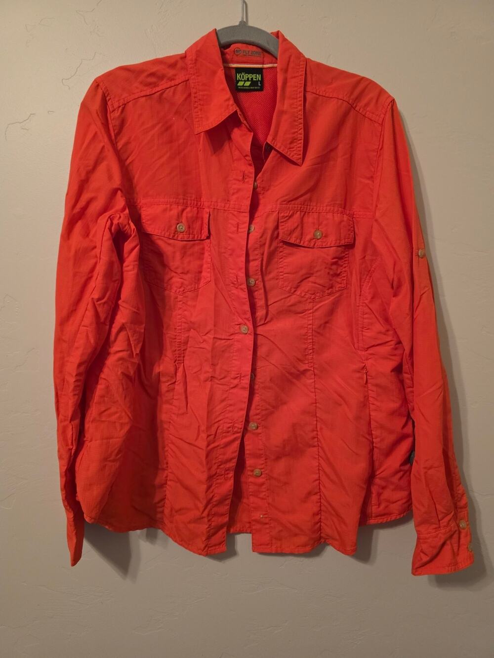 Koppen No Fly Zone Women’s Large Orange Insect Repellent Hiking Shirt L